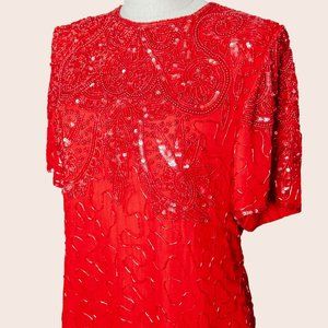 Vintage Full Beaded Red Dress